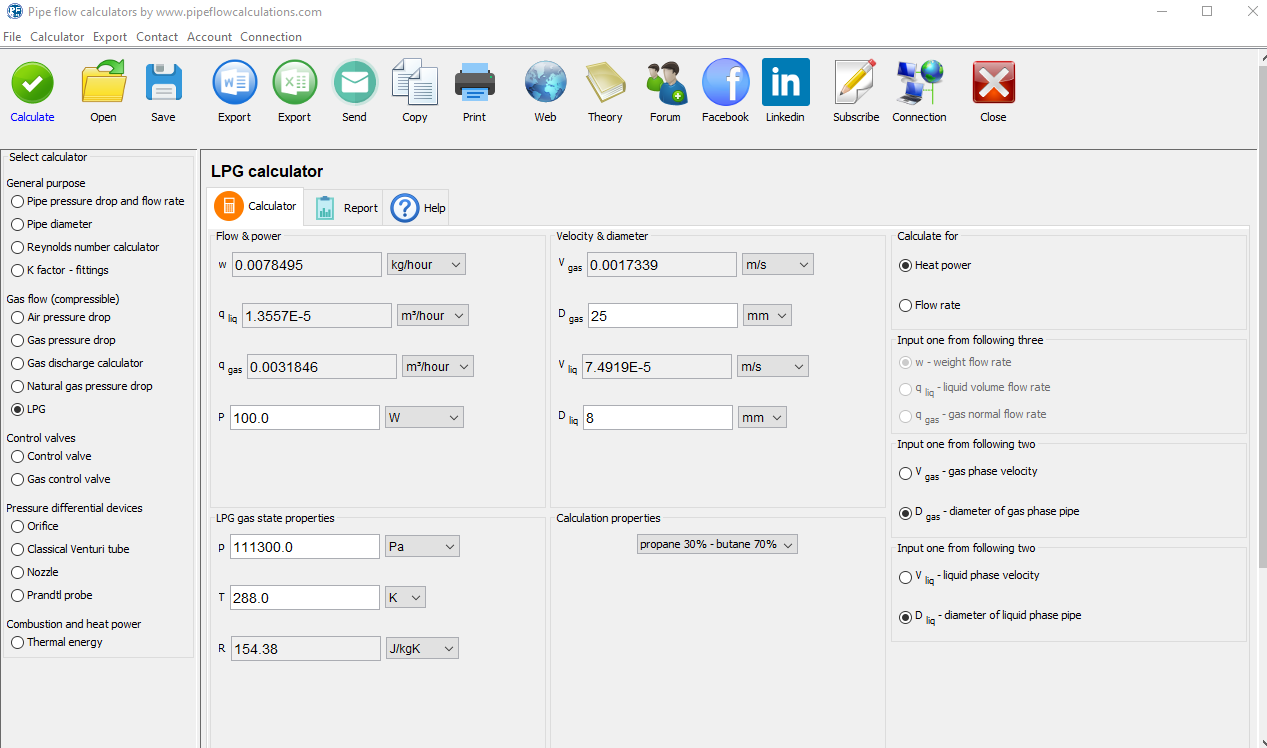 LPG flow rate calculator